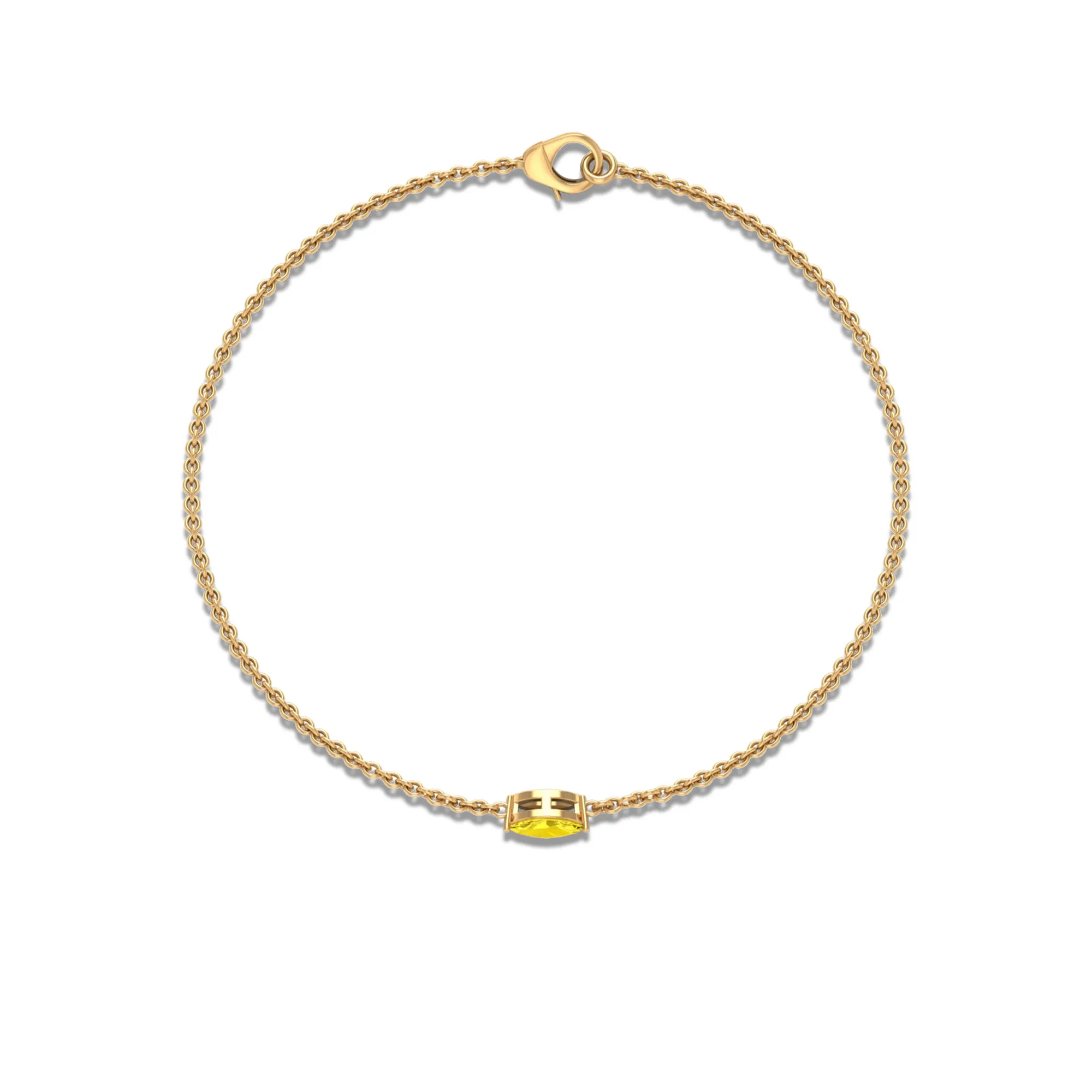 Marquise Shape Solitaire Yellow Sapphire East West Chain Bracelet