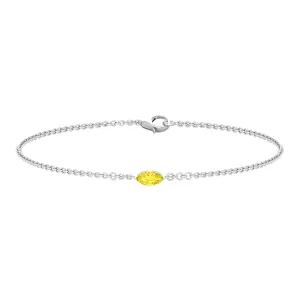 Marquise Shape Solitaire Yellow Sapphire East West Chain Bracelet