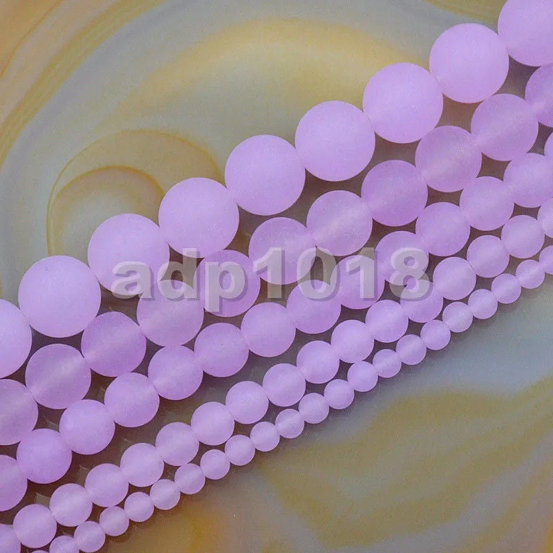 Matte Natural Jade Gemstone Round Loose Beads on a 15.5" Strand