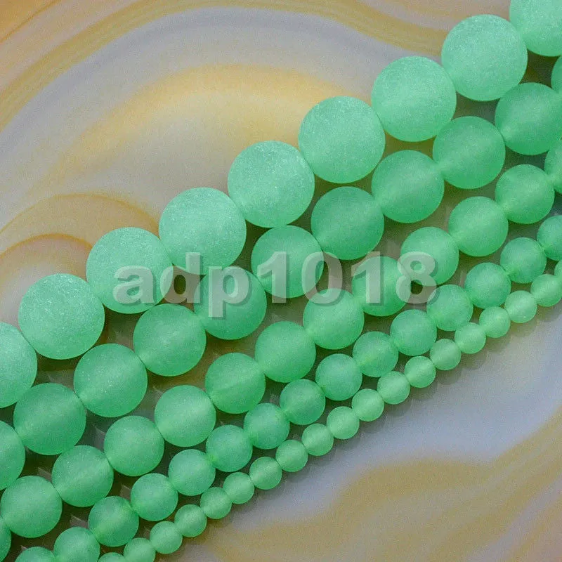 Matte Natural Jade Gemstone Round Loose Beads on a 15.5" Strand