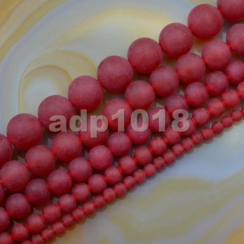 Matte Natural Jade Gemstone Round Loose Beads on a 15.5" Strand