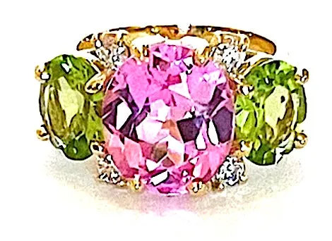 Medium GUM DROP™ Ring Blue Topaz Pink Topaz