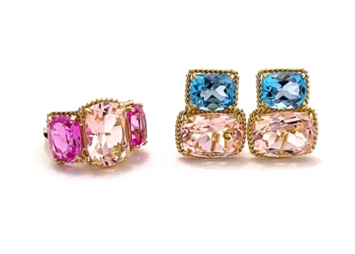 Medium GUM DROP™ Ring Blue Topaz Pink Topaz