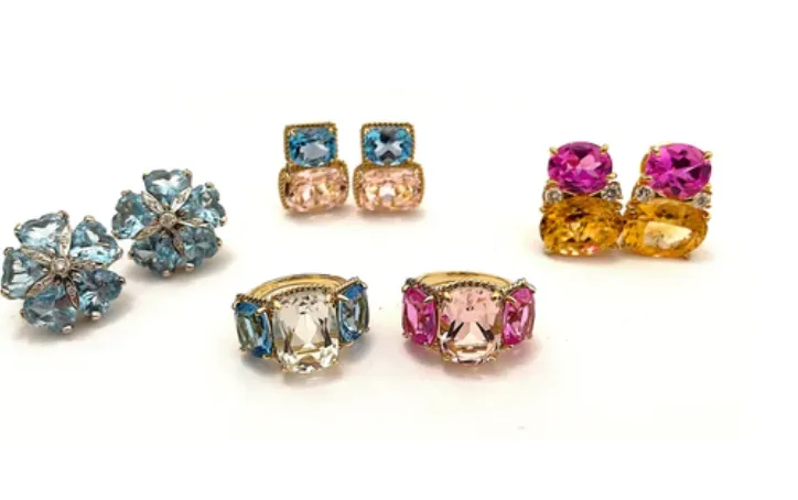 Medium GUM DROP™ Ring Blue Topaz Pink Topaz