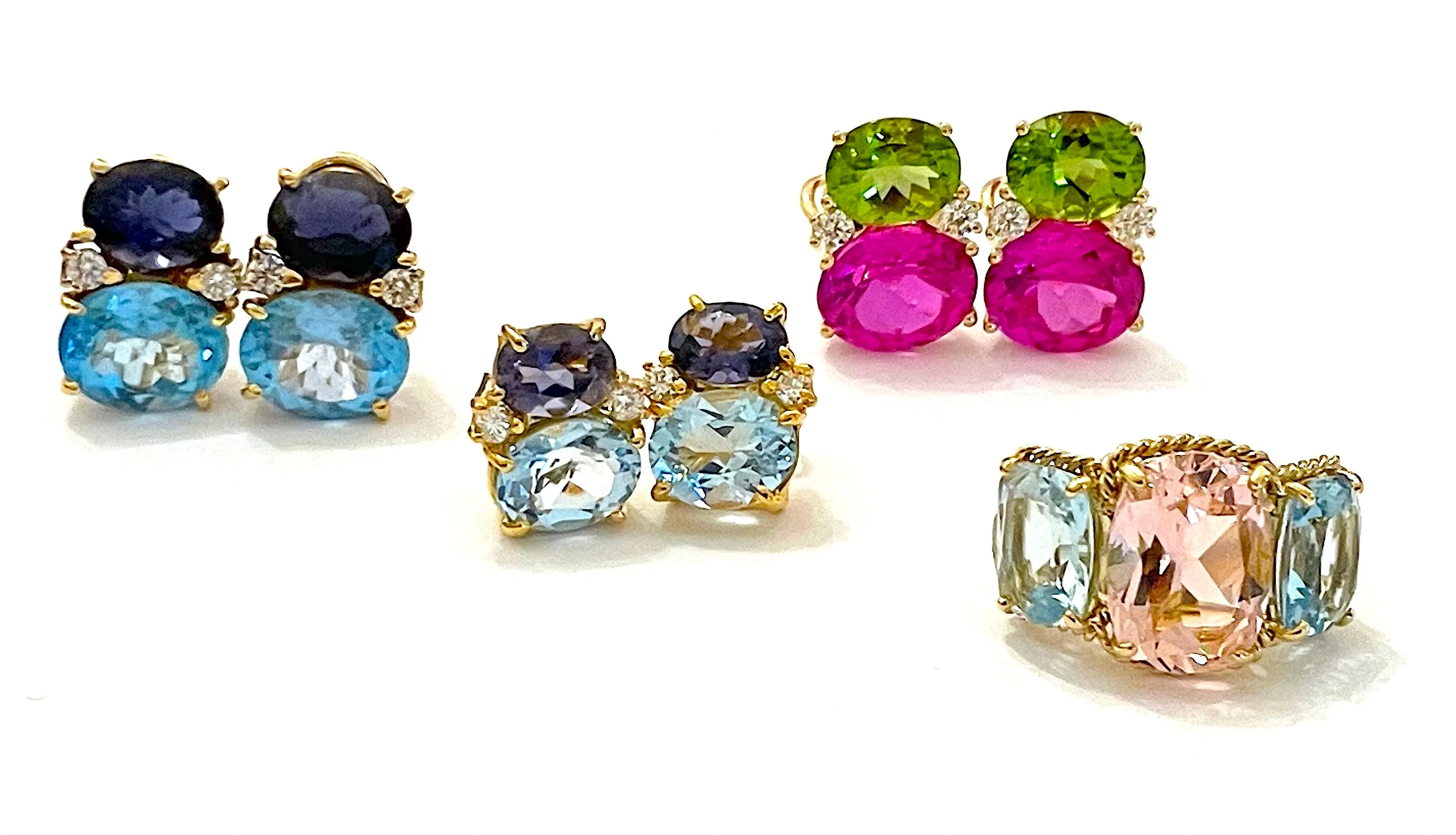 Medium GUM DROP™ Ring Blue Topaz Pink Topaz