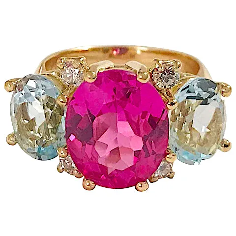 Medium GUM DROP™ Ring Blue Topaz Pink Topaz