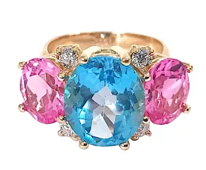 Medium GUM DROP™ Ring Blue Topaz Pink Topaz