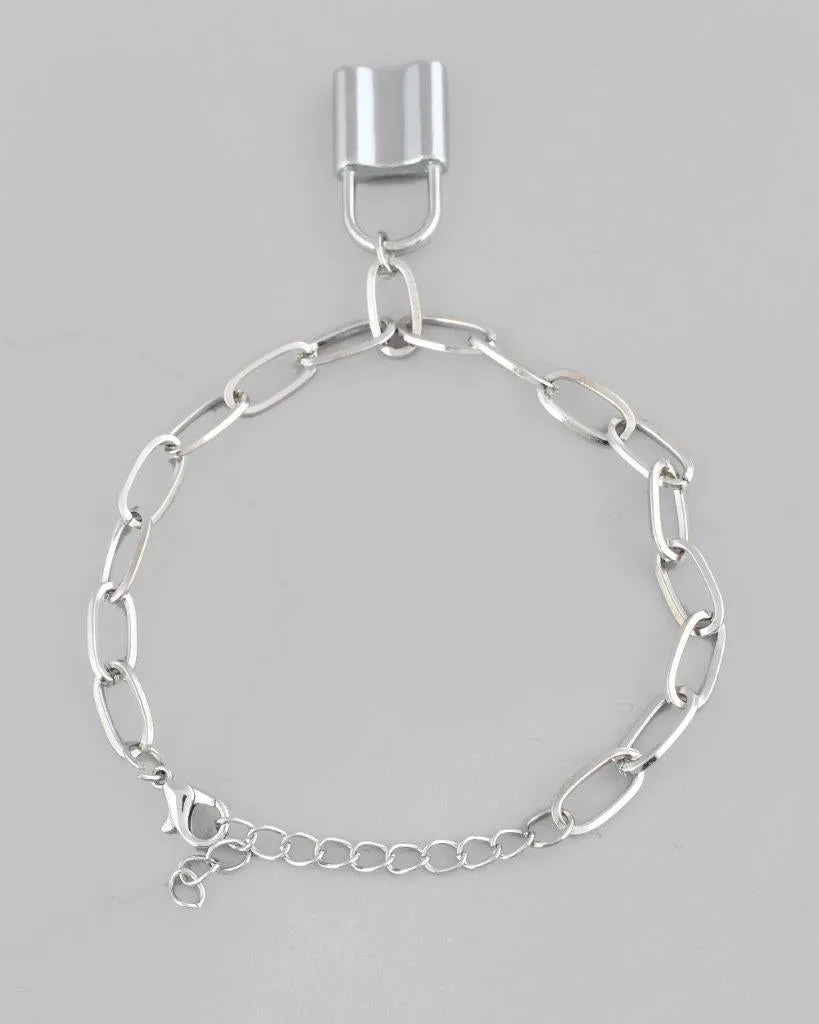 Mens Silver Plated Lock Bracelet - Voj