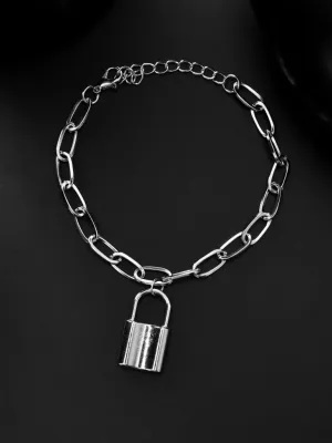 Mens Silver Plated Lock Bracelet - Voj