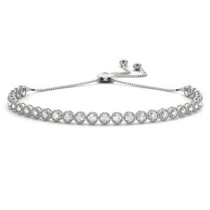 Milgrain Bezel Set Diamond Adjustable Bolo Bracelet 1 Carat