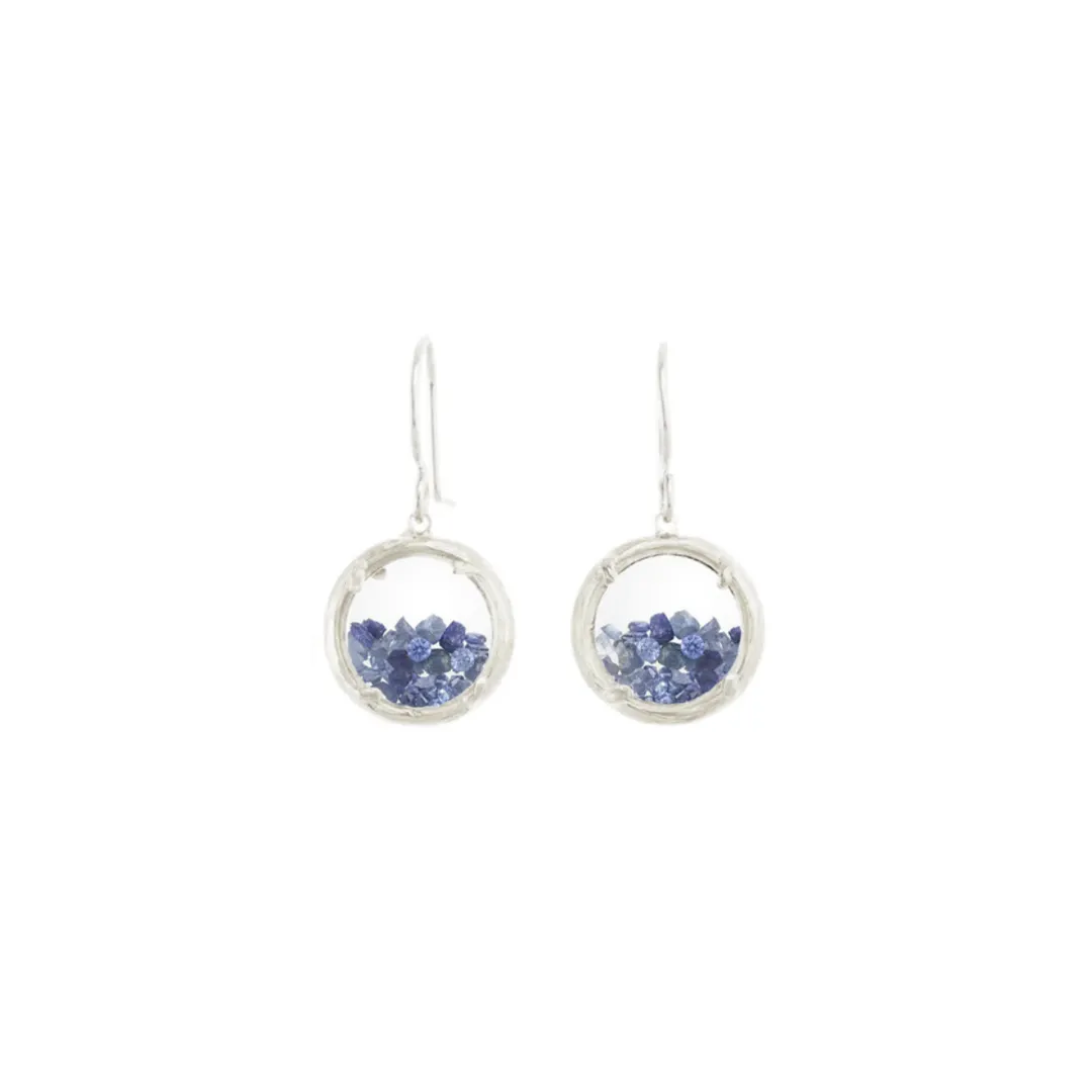 Mini Silver Sapphire Shaker Earrings