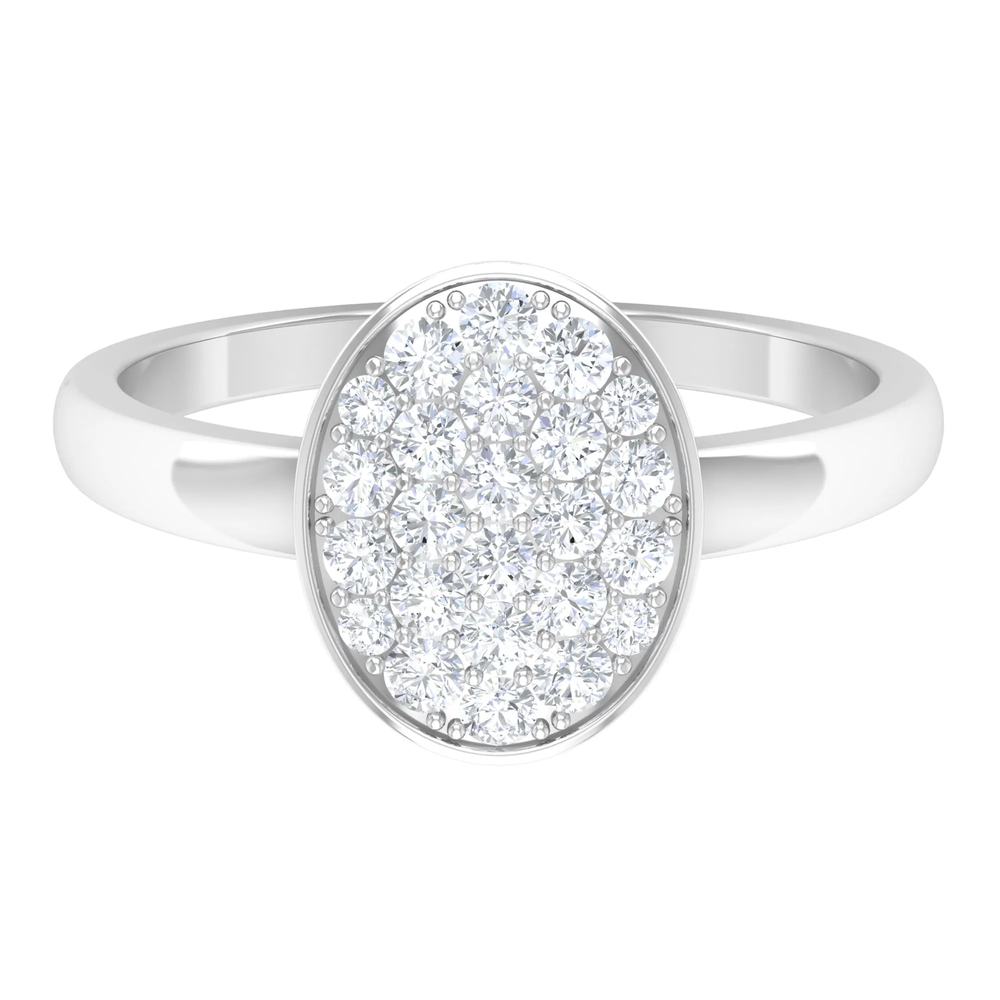 Moissanite Oval Cluster Engagement Ring in Gold