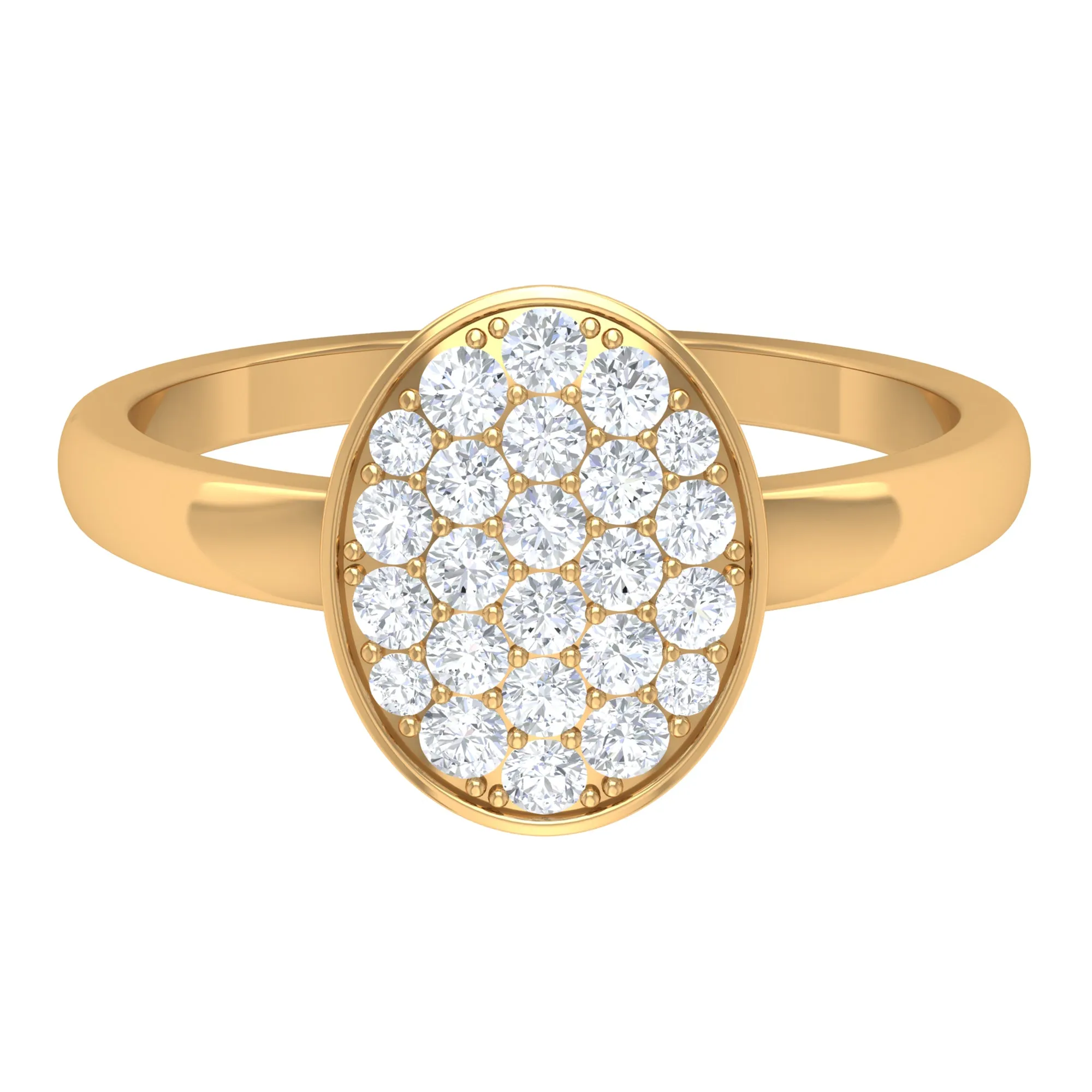 Moissanite Oval Cluster Engagement Ring in Gold