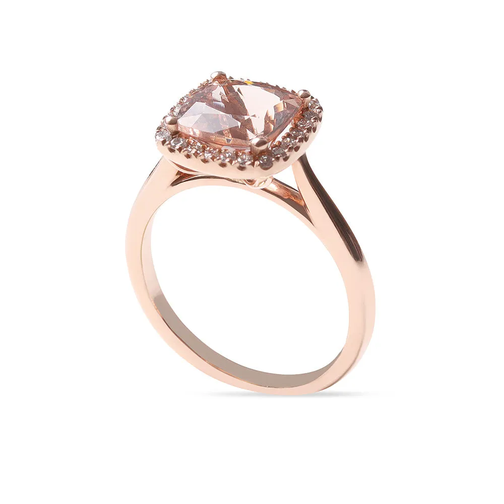 MORGANITE WITH DIAMOND HALO COCKTAIL RING