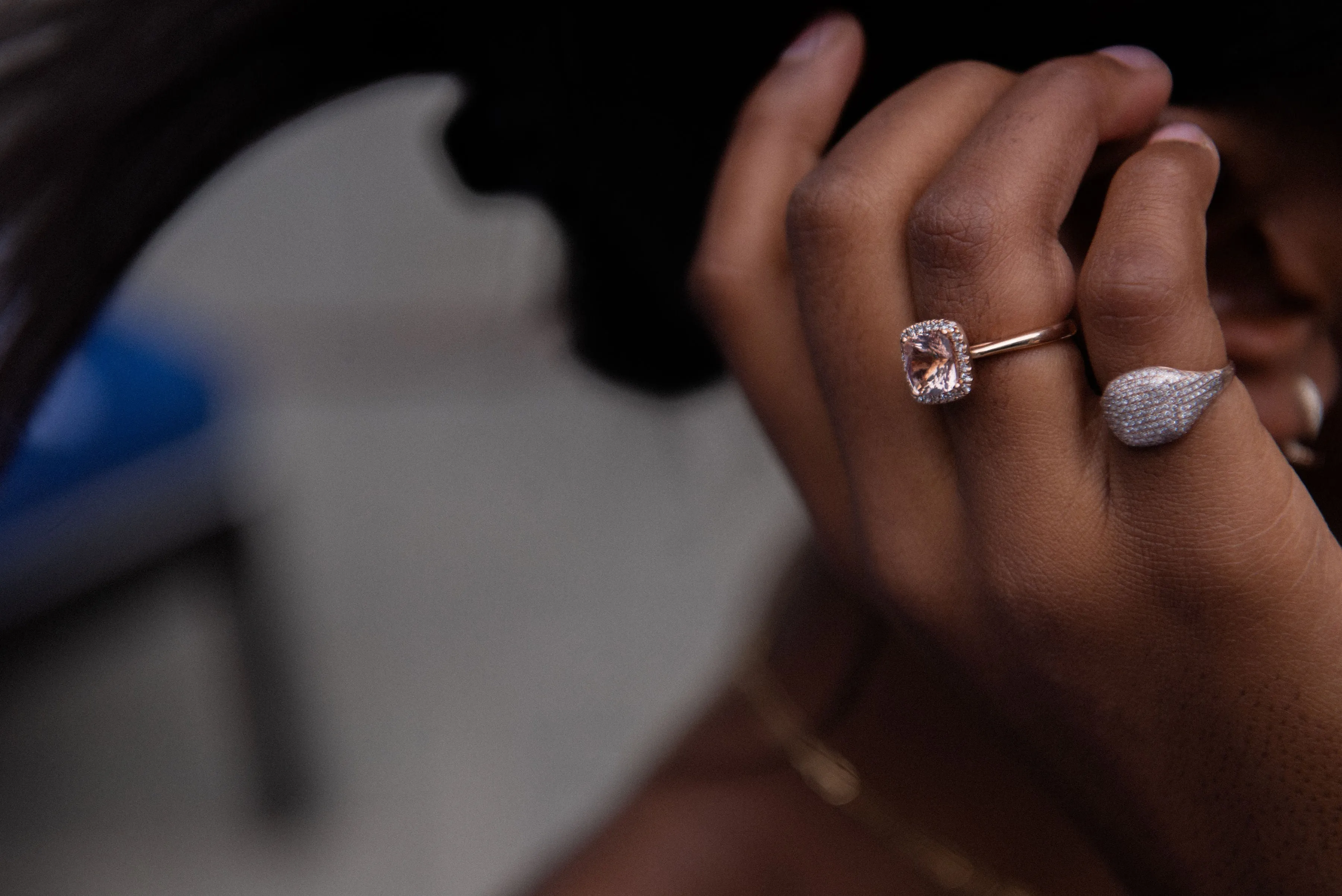 MORGANITE WITH DIAMOND HALO COCKTAIL RING