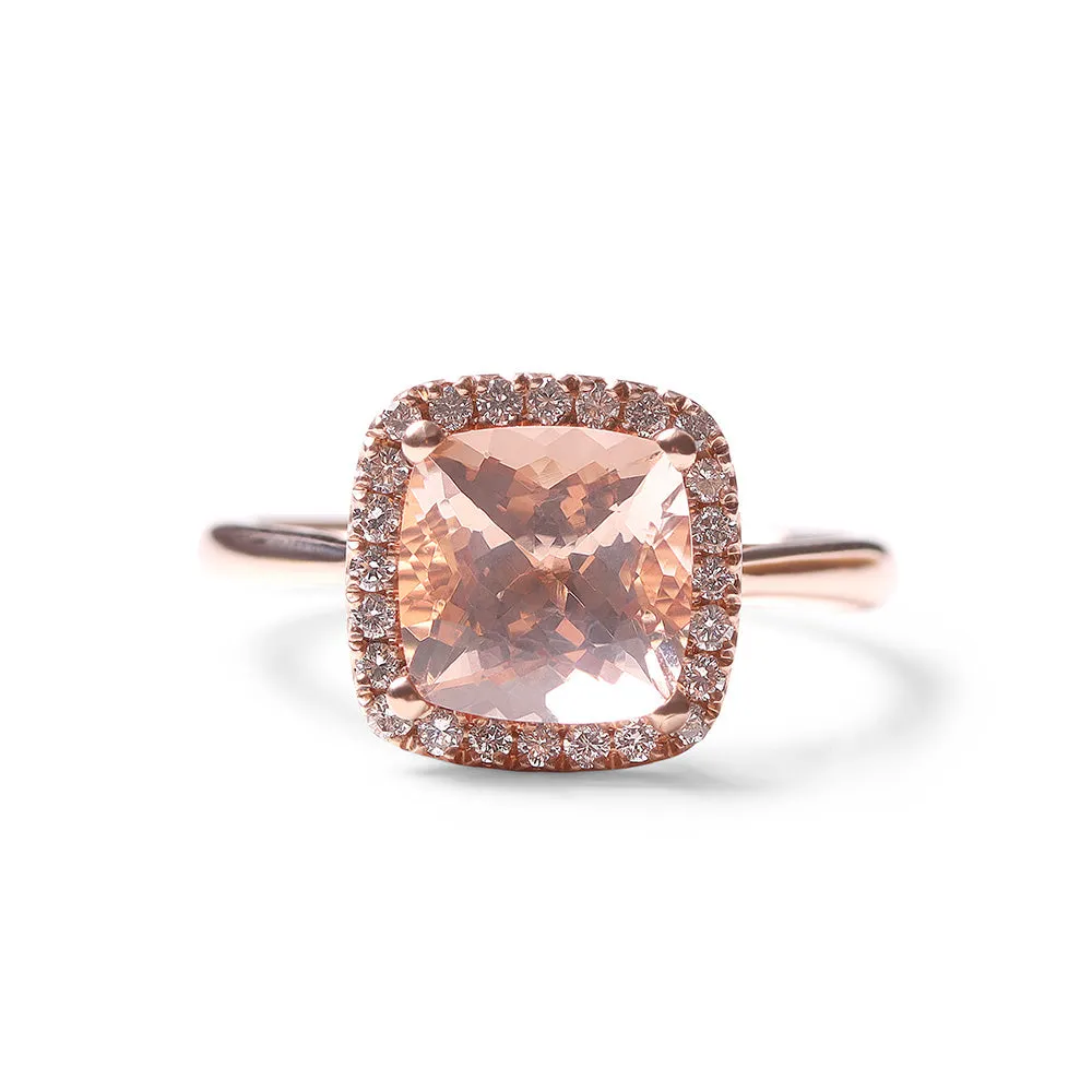 MORGANITE WITH DIAMOND HALO COCKTAIL RING