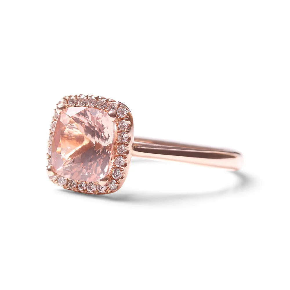 MORGANITE WITH DIAMOND HALO COCKTAIL RING