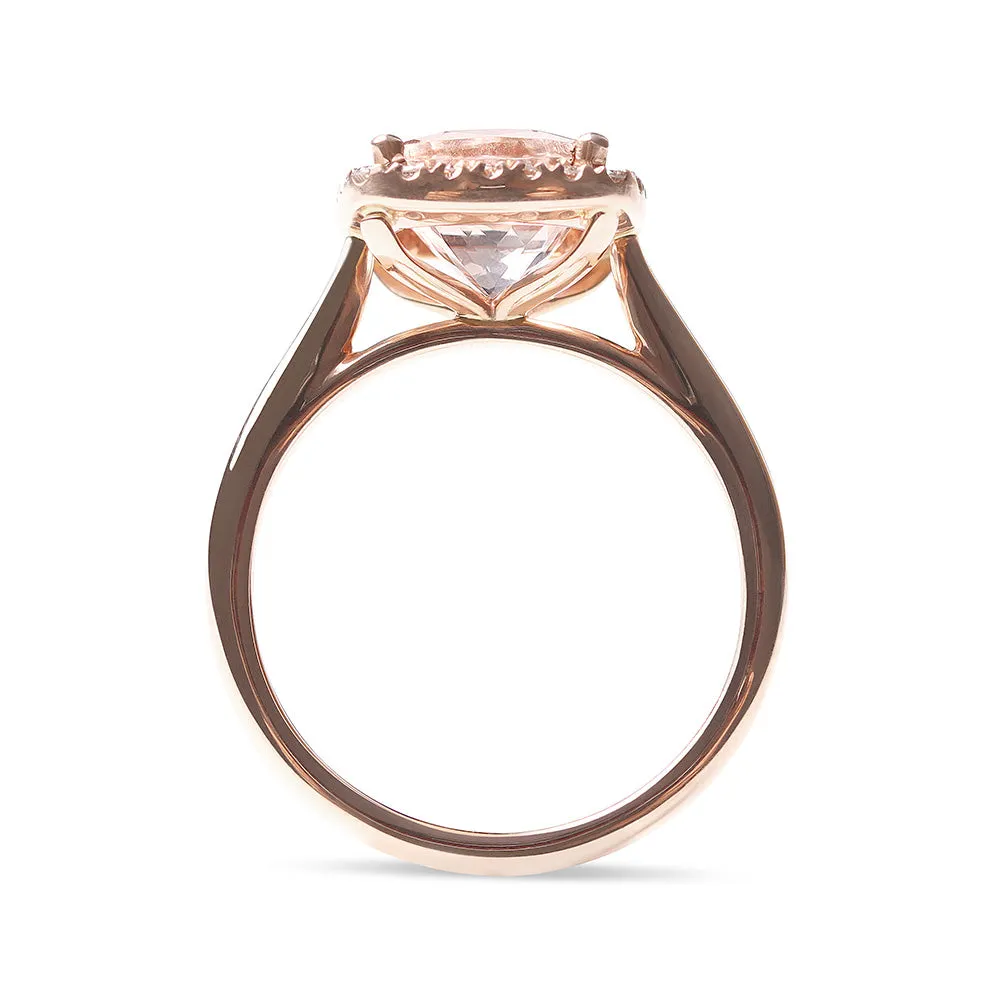 MORGANITE WITH DIAMOND HALO COCKTAIL RING