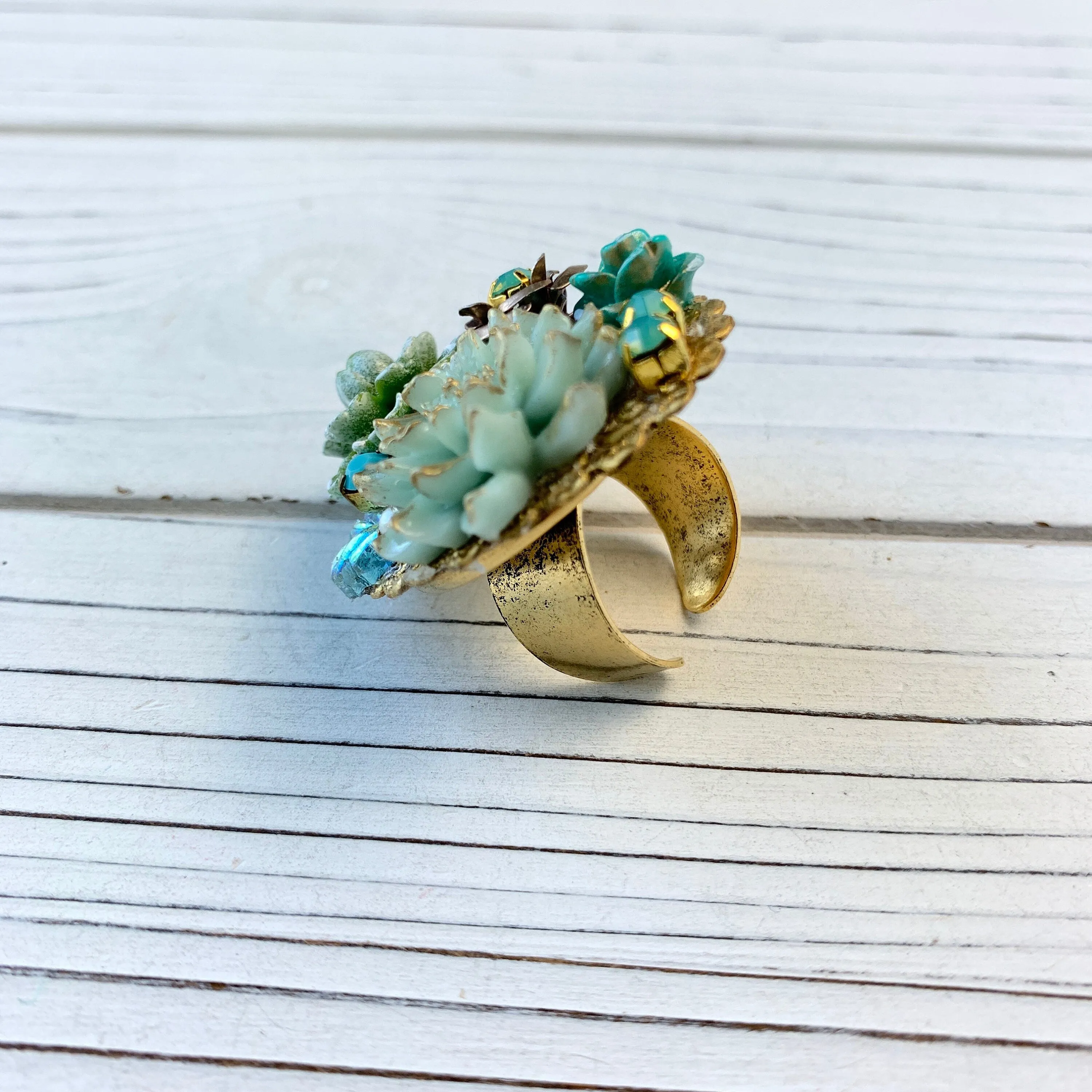 Morning Dew Mosaic Cocktail Ring