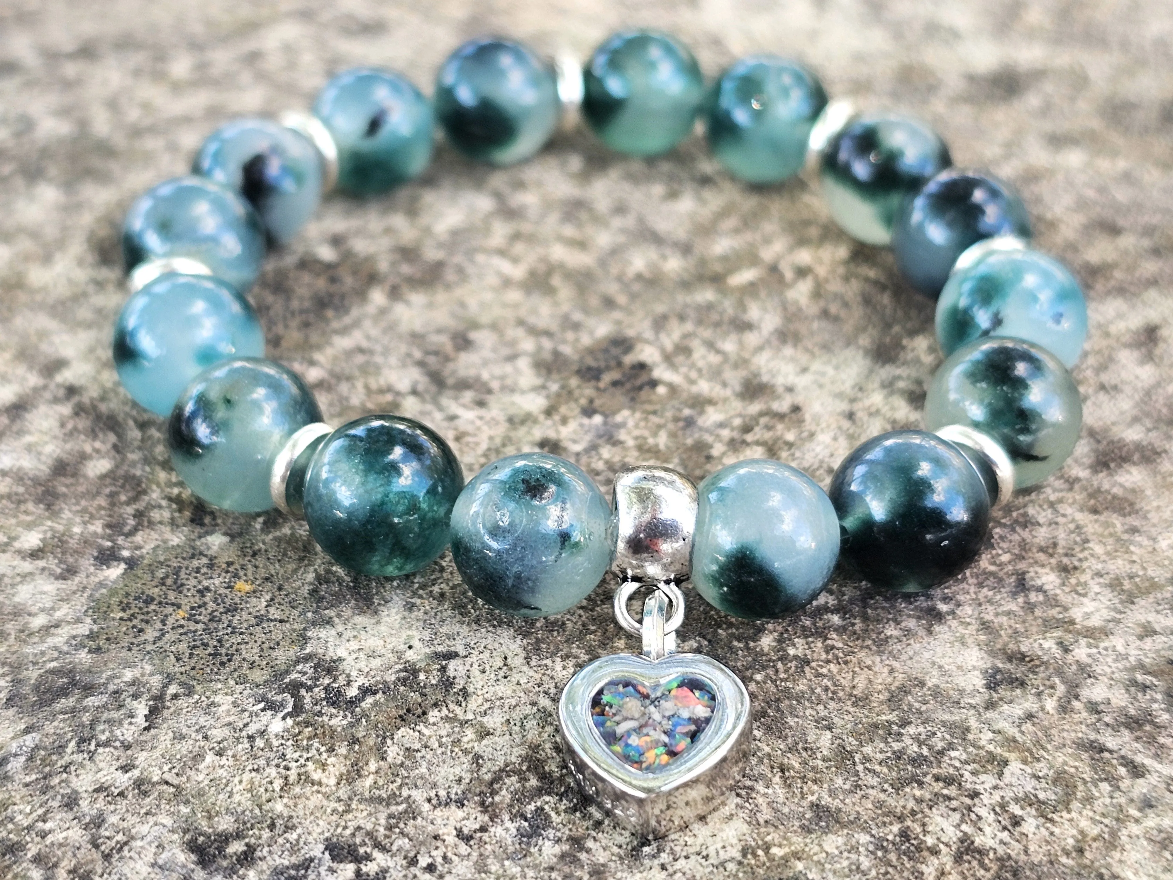 Moss Agate Bracelet with Cremation Ashes