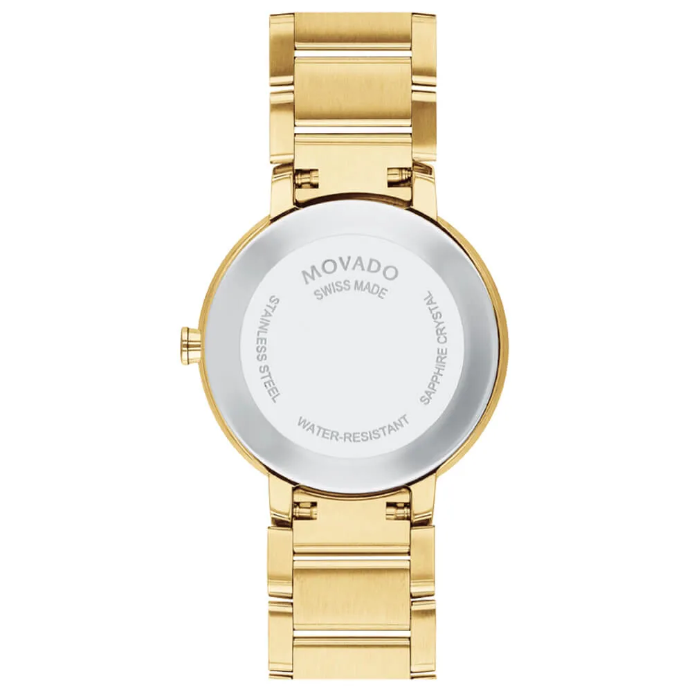 Movado Sapphire 28mm Yellow Gold Mirror Dial PVD Women's Watch 0607549