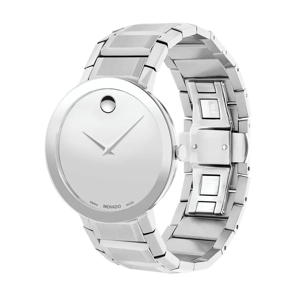 Movado Sapphire Silver Mirror Museum dial Men's Watch 0607178