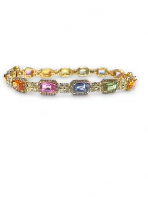 multi color sapphire and diamond bracelet