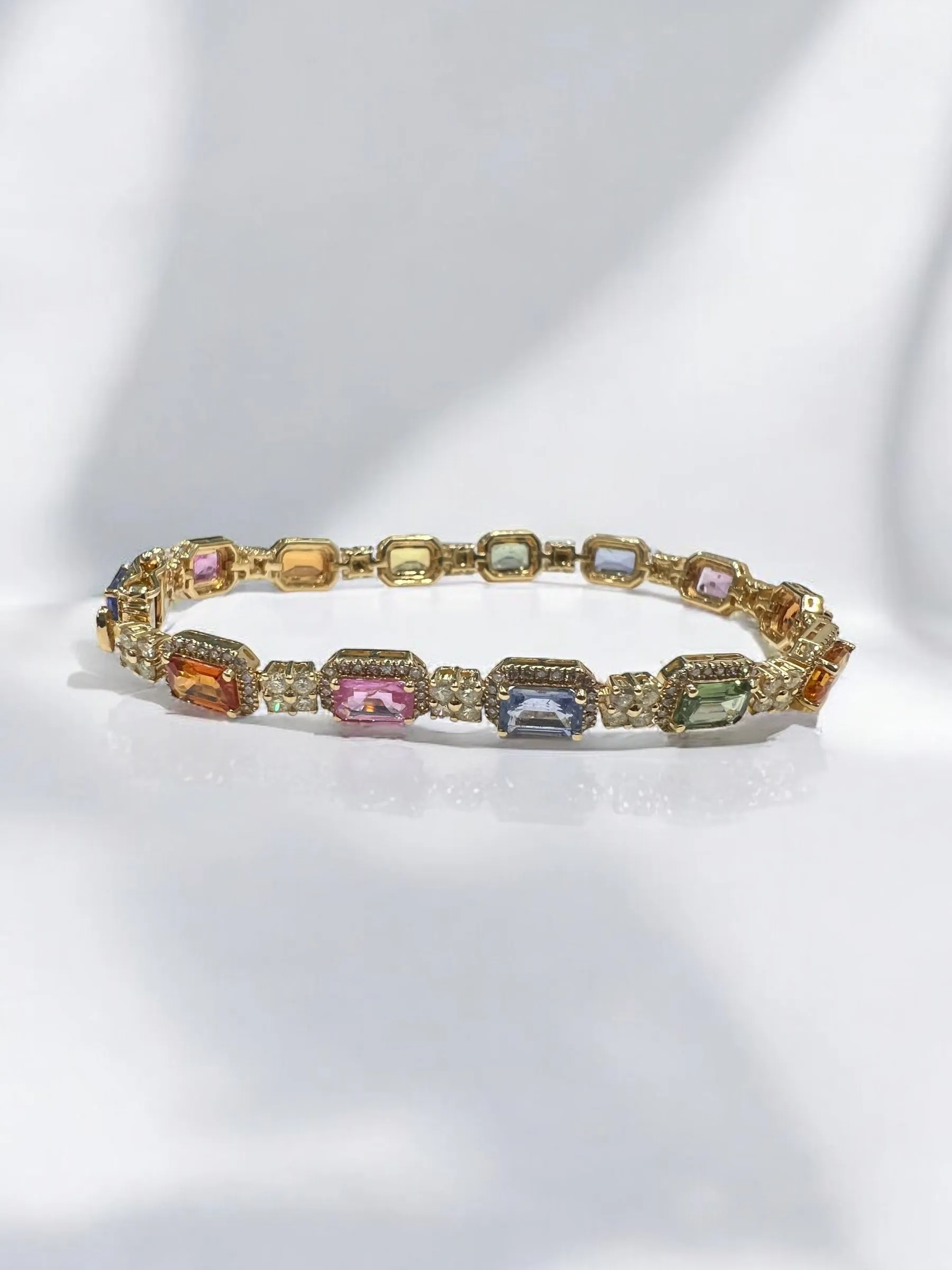 multi color sapphire and diamond bracelet