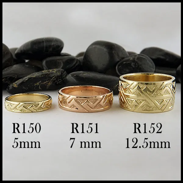 Narrow Pictish Key Pattern Ring in Gold