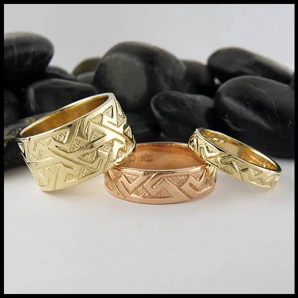 Narrow Pictish Key Pattern Ring in Gold