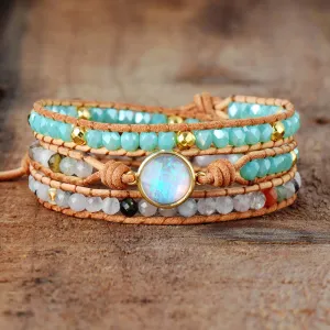 Natural Opal Stone Rhinestone Women Bracelets