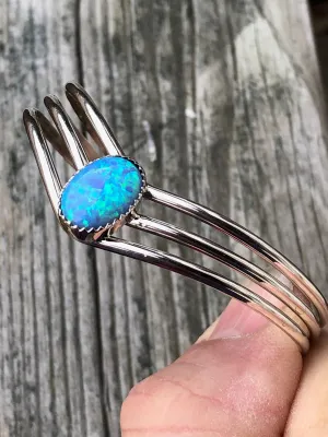 Navajo Blue Opal 3 band sterling silver Bracelet