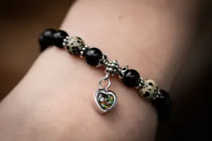 Onyx and Dalmatian Agate Healing Bracelet with Cremation Ash