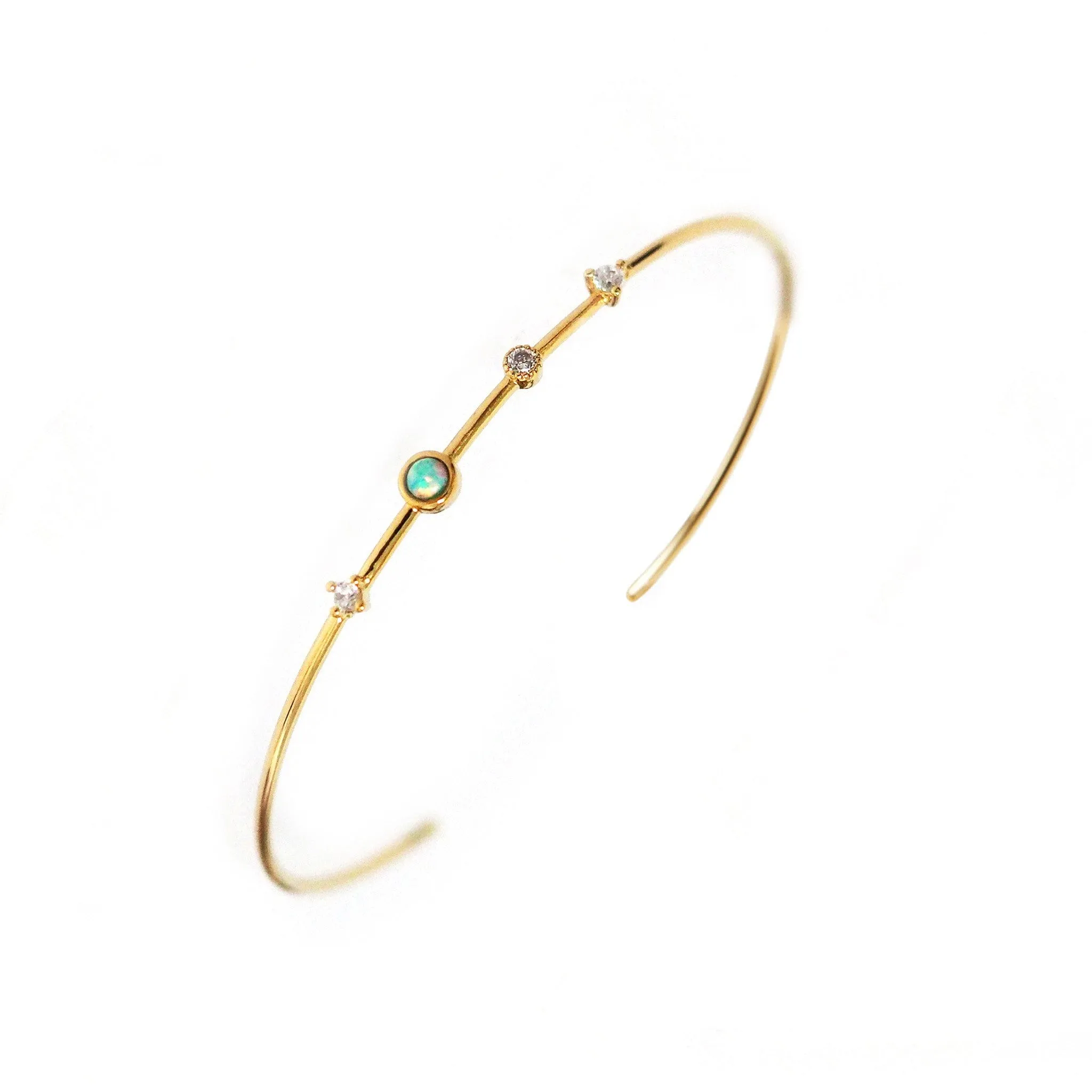 Opal and CZ Open Cuff