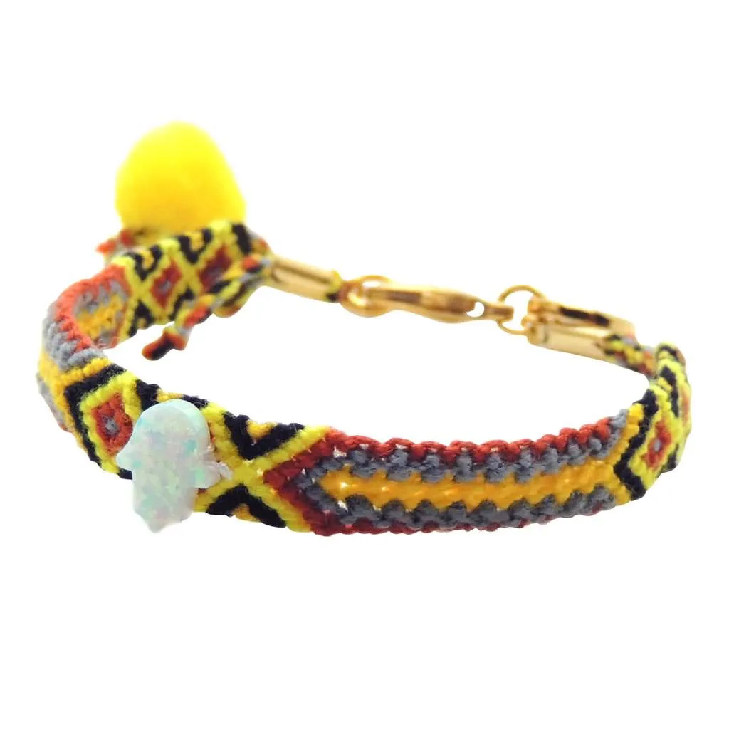 Opal Hamsa Hand Charm Friendship Bracelet