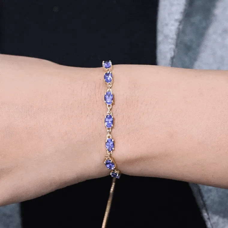 Oval Shape Tanzanite East West Link Bolo Bracelet