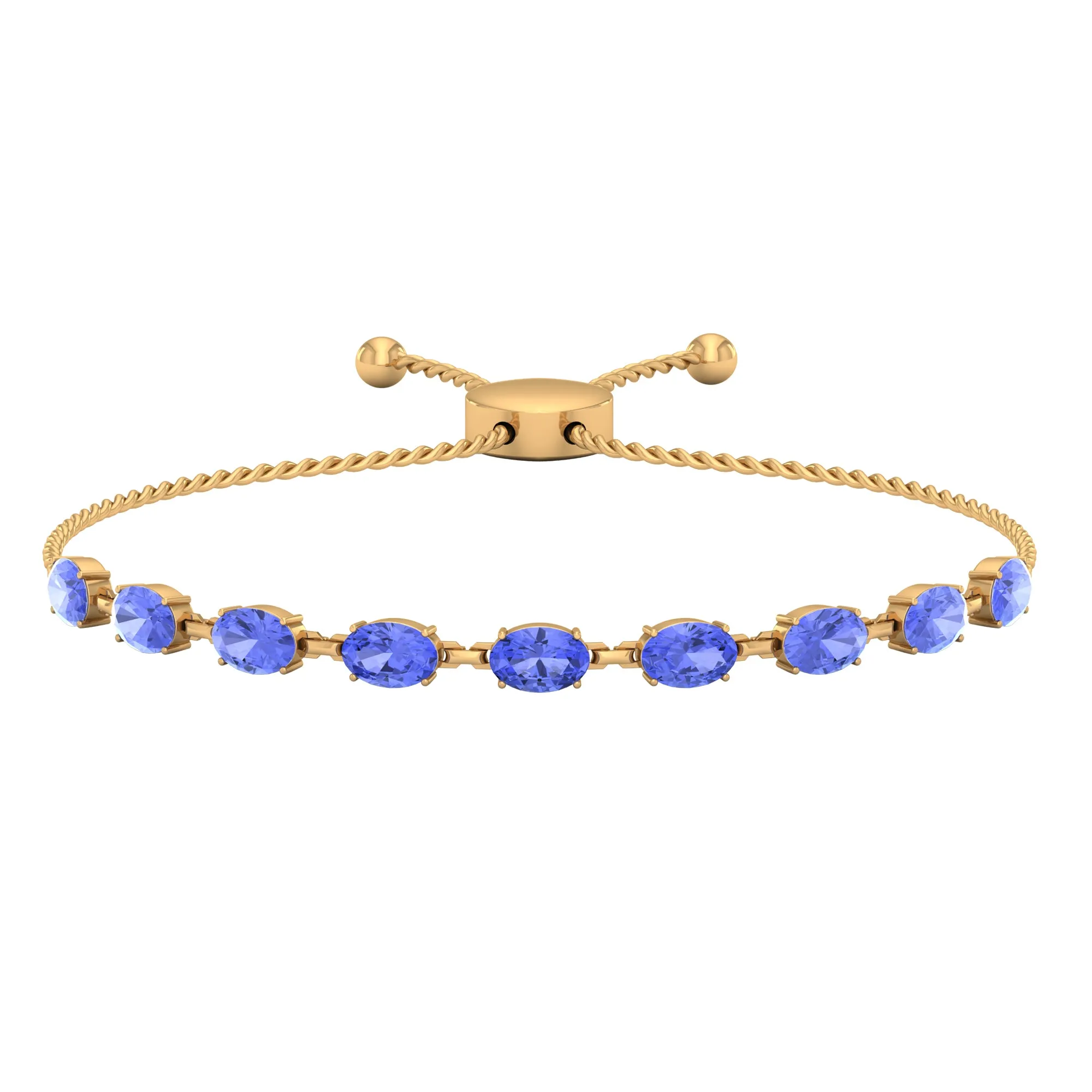 Oval Shape Tanzanite East West Link Bolo Bracelet