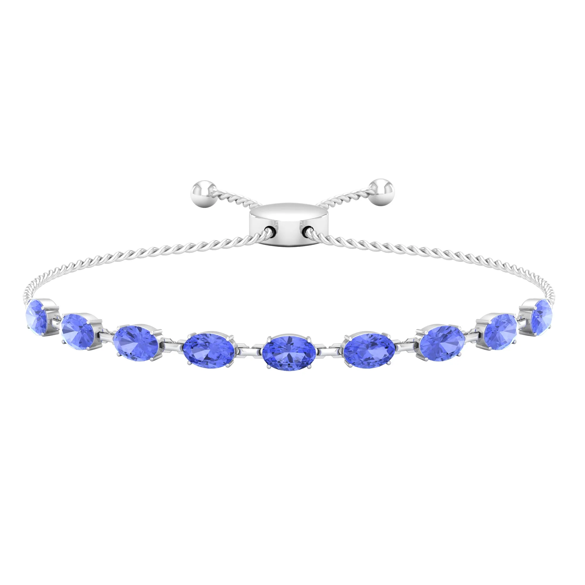 Oval Shape Tanzanite East West Link Bolo Bracelet