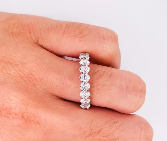 Oval Shaped Diamond Half Eternity Band