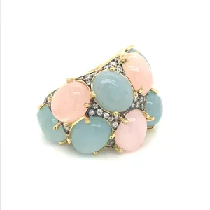 Pebble Aquamarine   Morganite Cocktail Ring