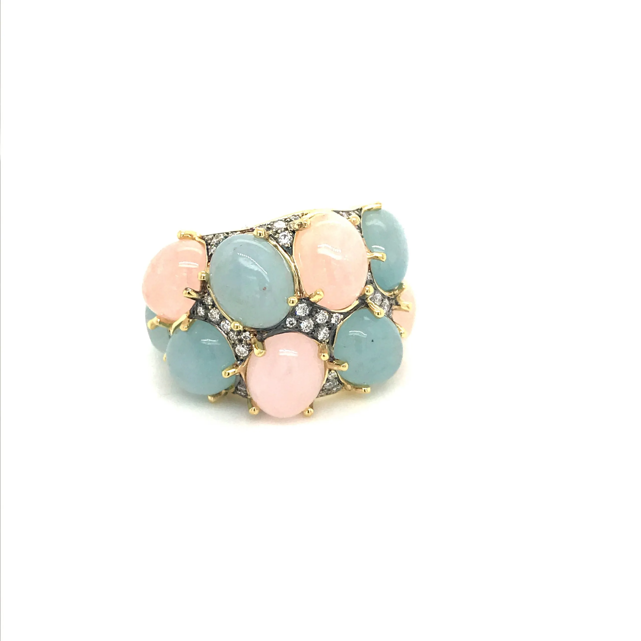 Pebble Aquamarine   Morganite Cocktail Ring