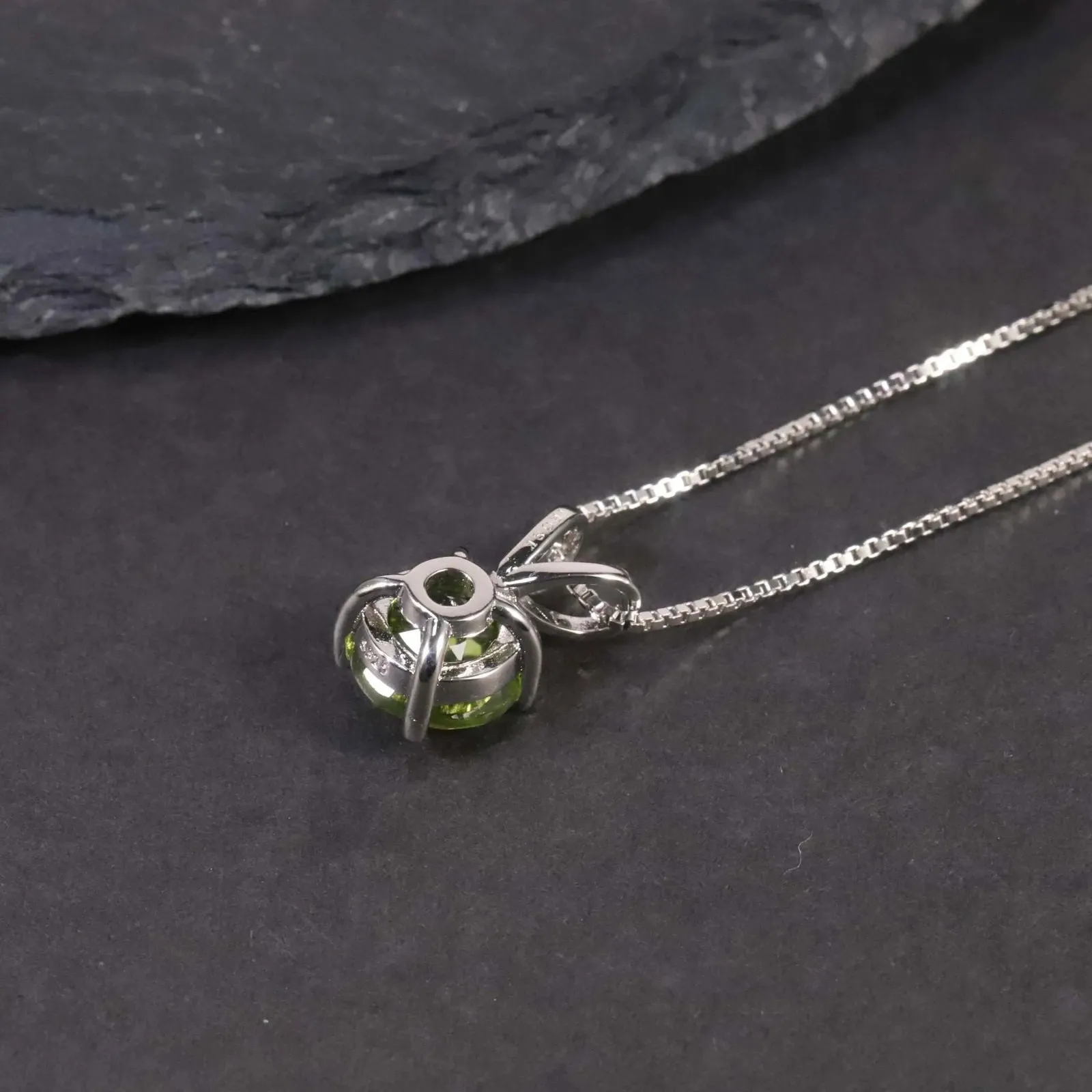 Peridot Necklace Australia | Round Cut Pendant in Sterling Silver | Irosk ®