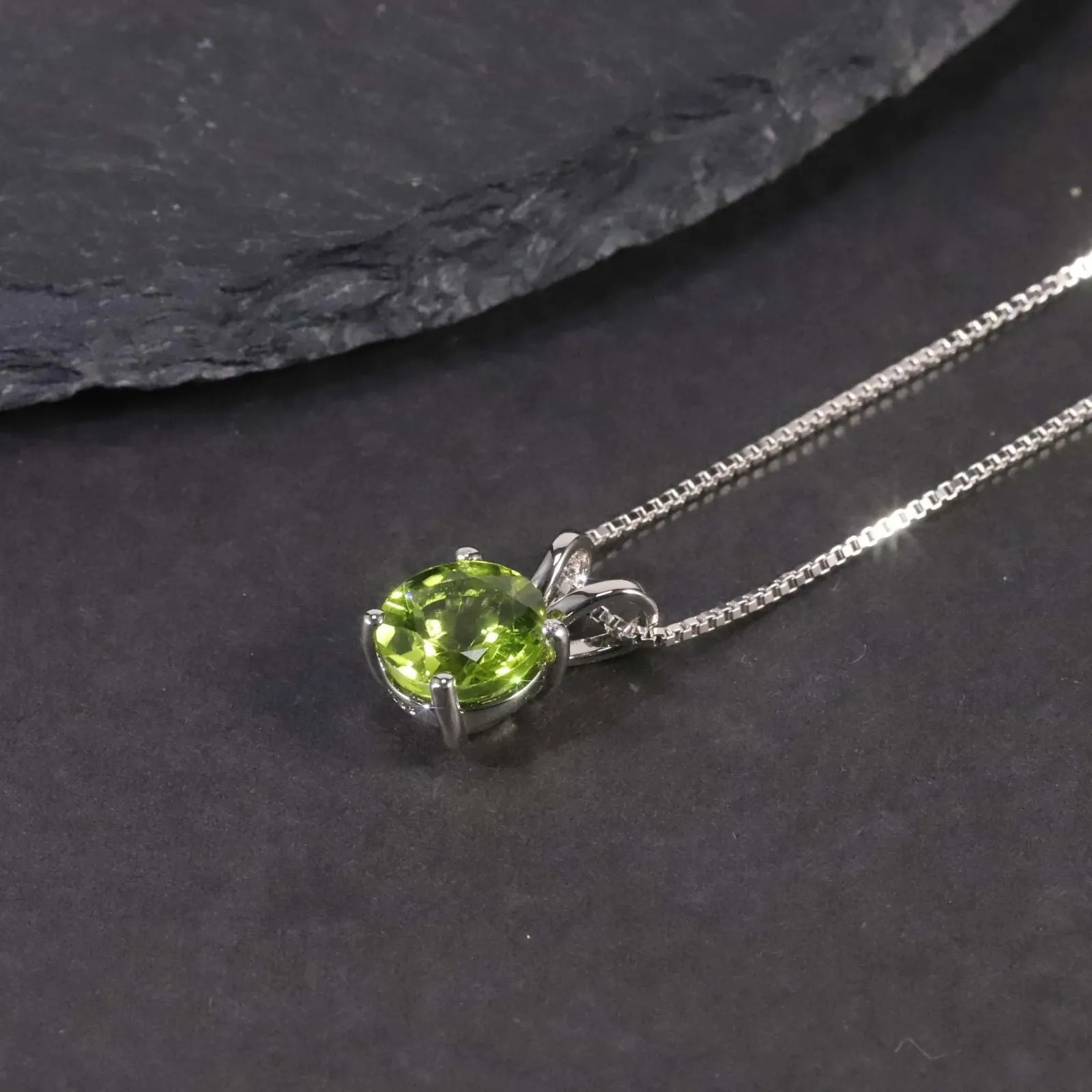 Peridot Necklace Australia | Round Cut Pendant in Sterling Silver | Irosk ®