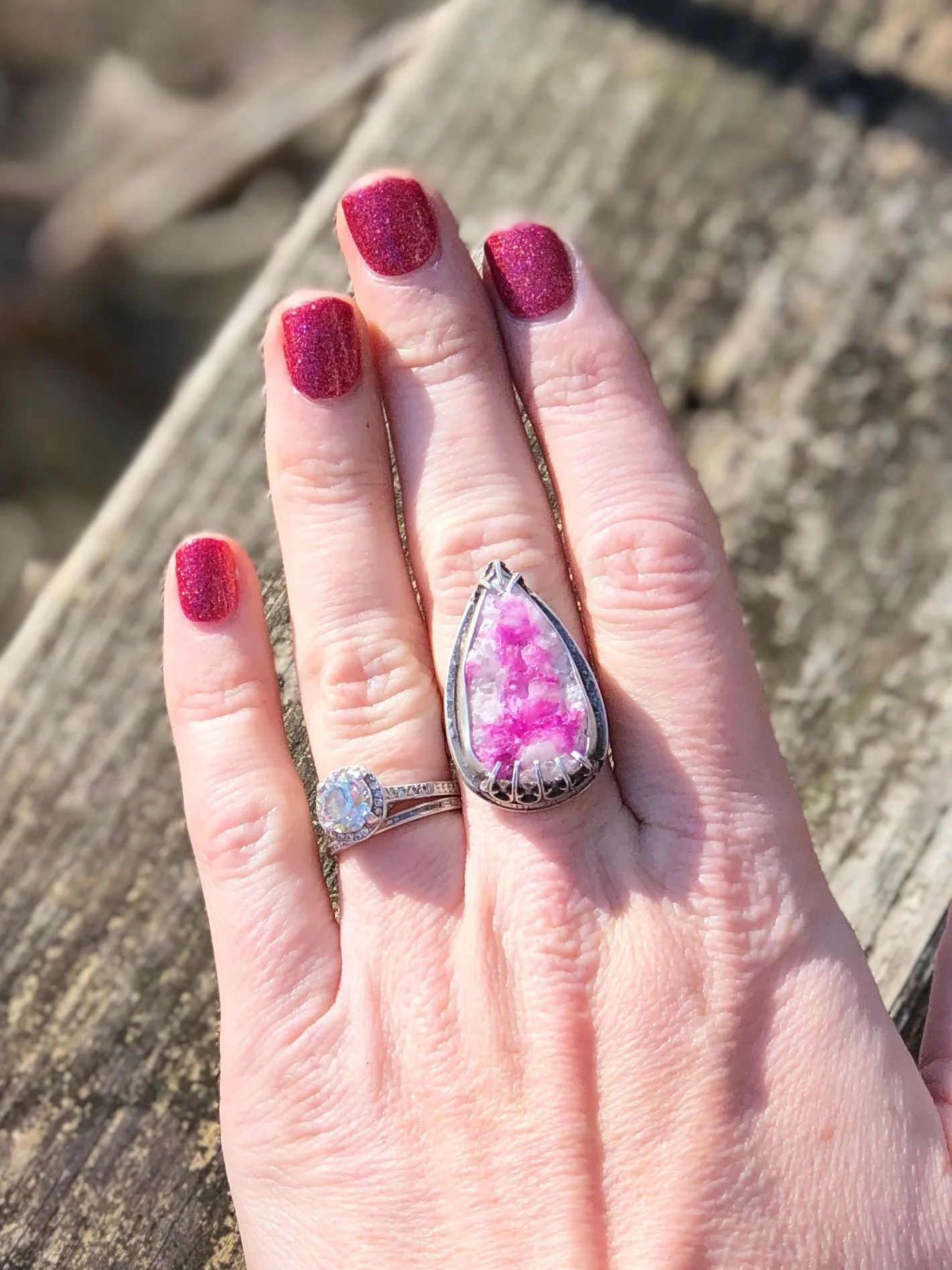 Pink Cobalto Calcite Statement Ring