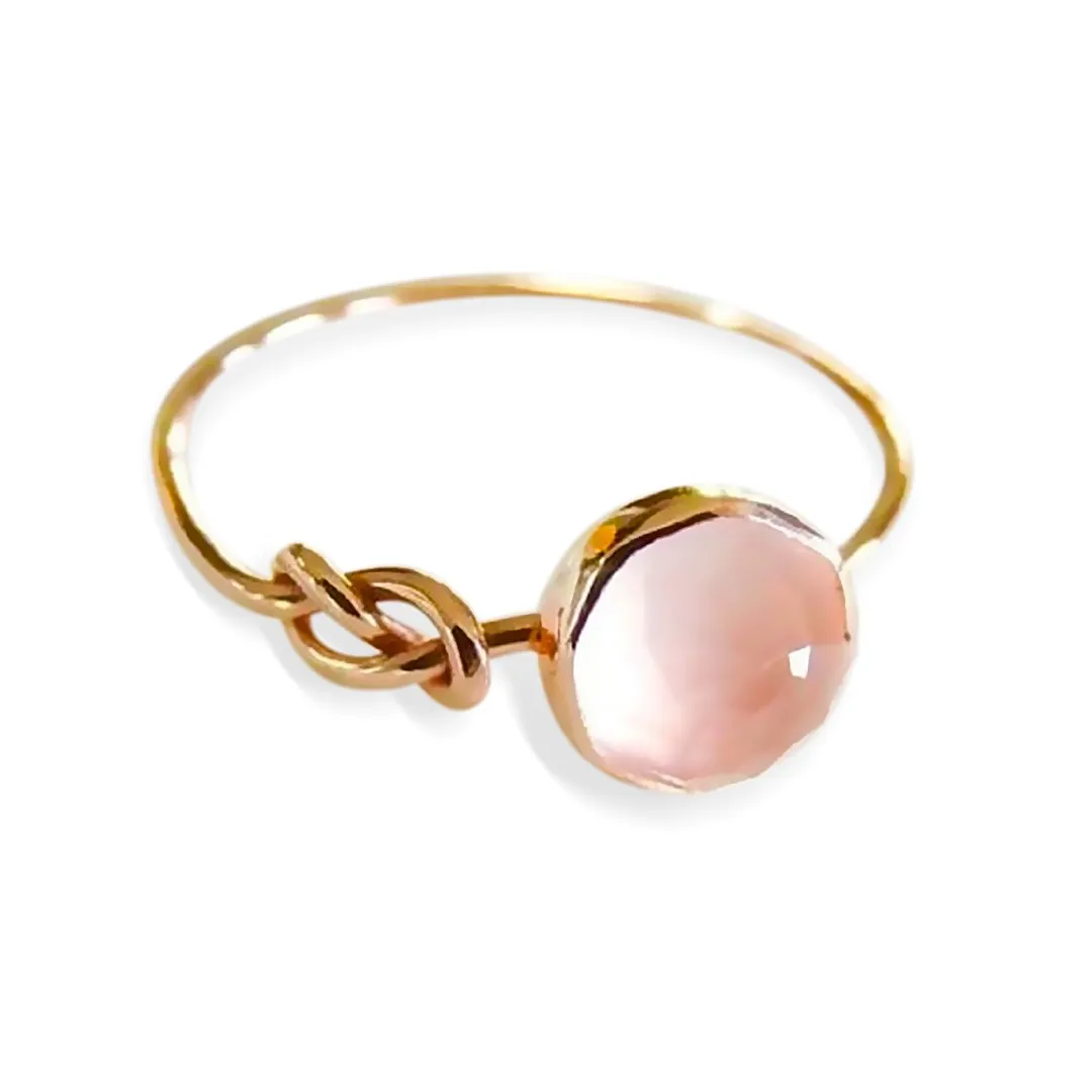 Pink Opal Lucky Knot Infinity Ring