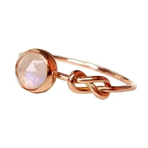 Pink Opal Lucky Knot Infinity Ring