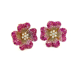 Pink sapphire and diamond Ombre earrings