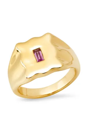 Pink Sapphire Baguette Form Signet Ring