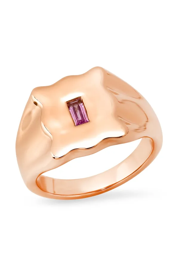 Pink Sapphire Baguette Form Signet Ring