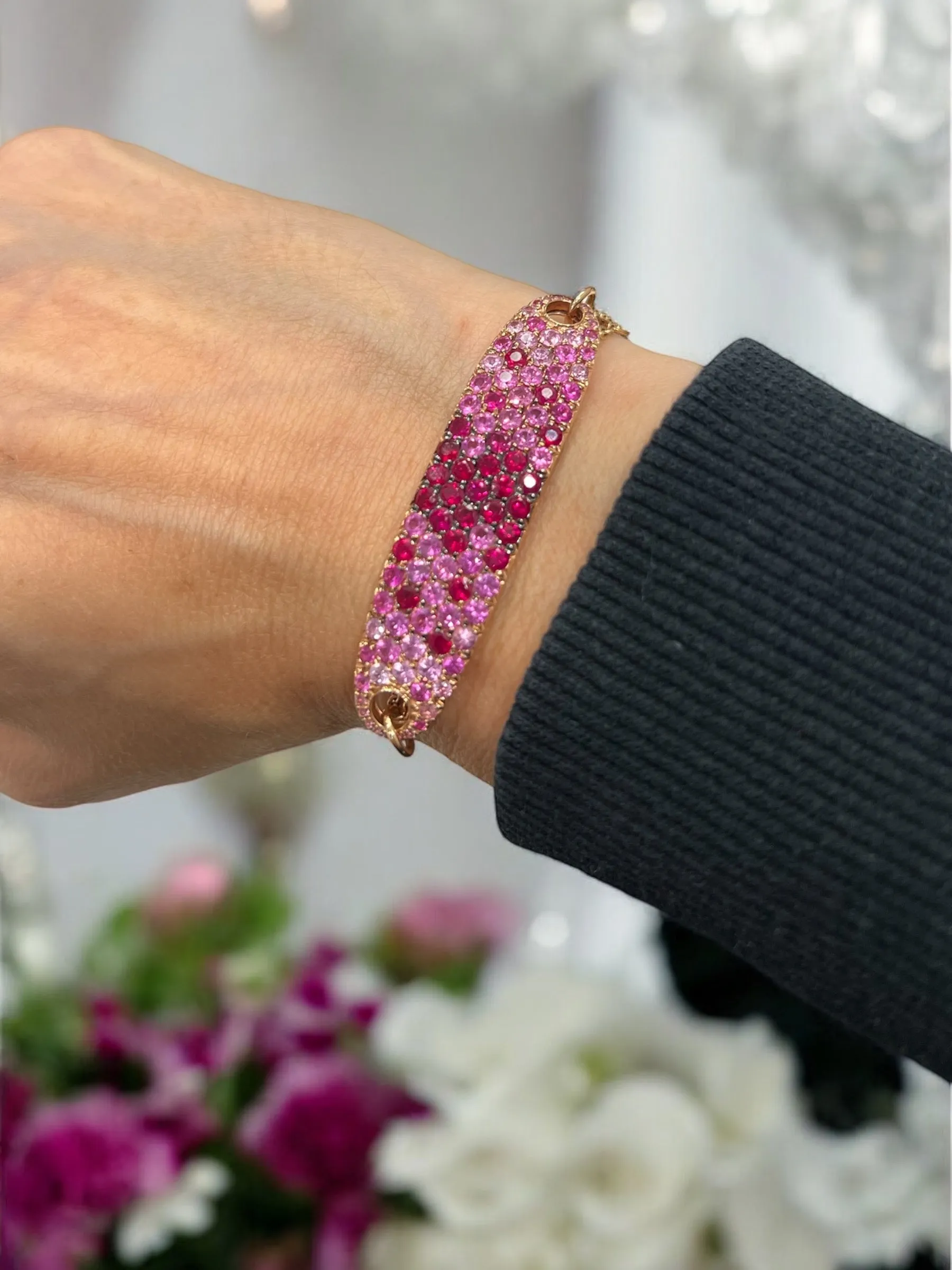 pink sapphire ombre tag bracelet